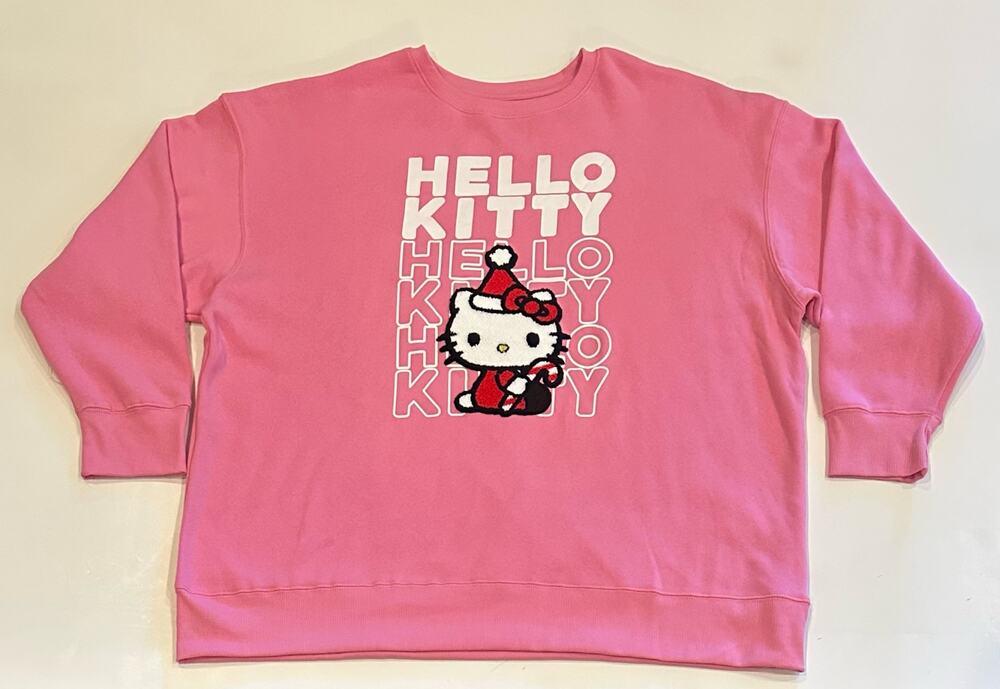 New Hello Kitty By Sanrio Christmas Crewneck Pullover Sweatshirt Size 2XL Pink